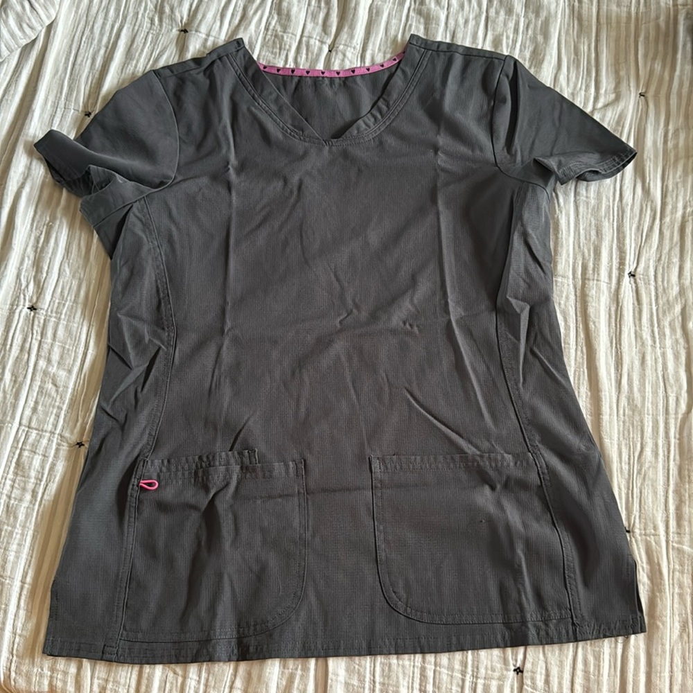 Large grey heart soul scrub top